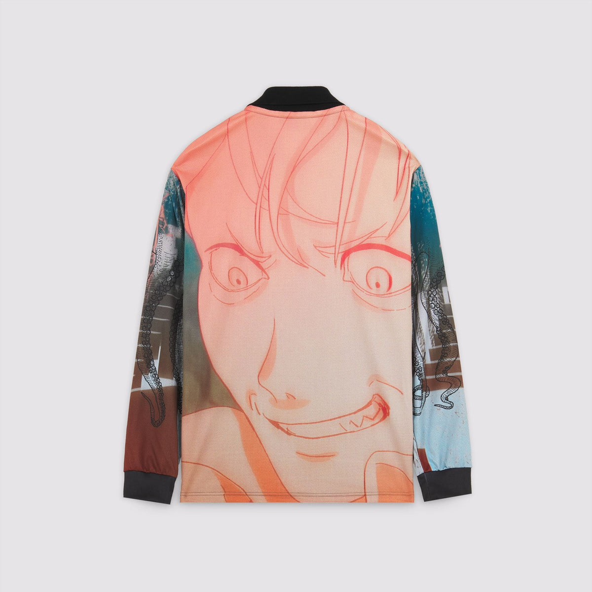 CHAINSAW MAN OCTOPUS 8TH FLOOR LS SPORT POLO BLACK