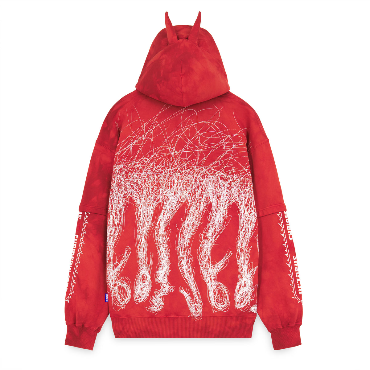 CHAINSAW MAN OCTOPUS POWER HORNS OVER HOODIE MARBLE RED