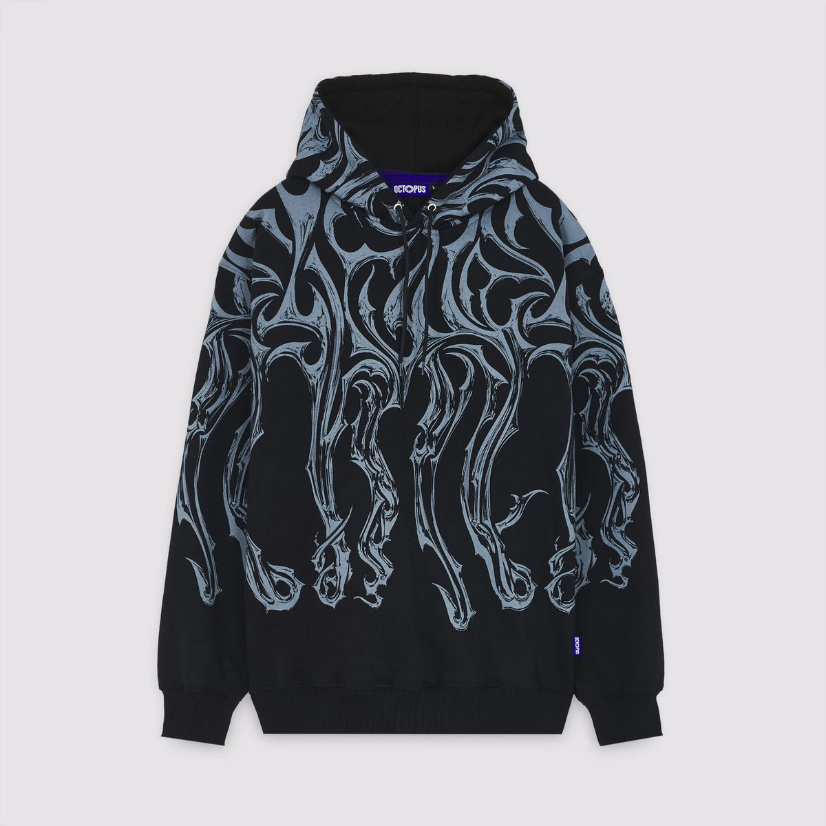 OCTOPUS TRIBAL BLADE HOODIE BY LUCA DEVINU BLACK