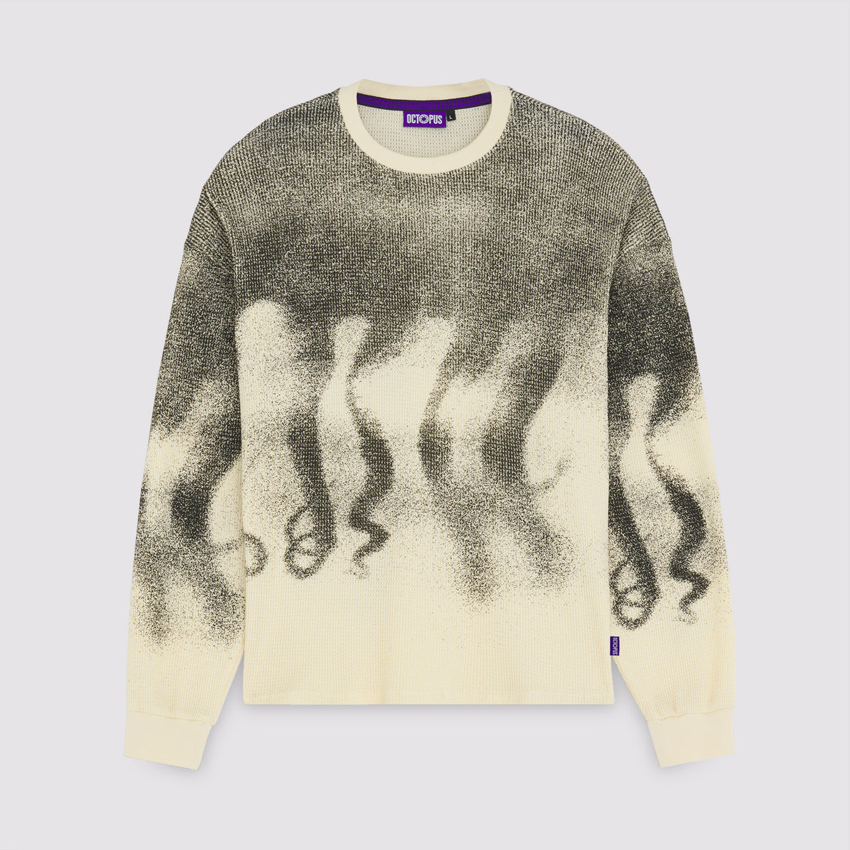 Octopus Faded Waffle Ls Tee Ivory