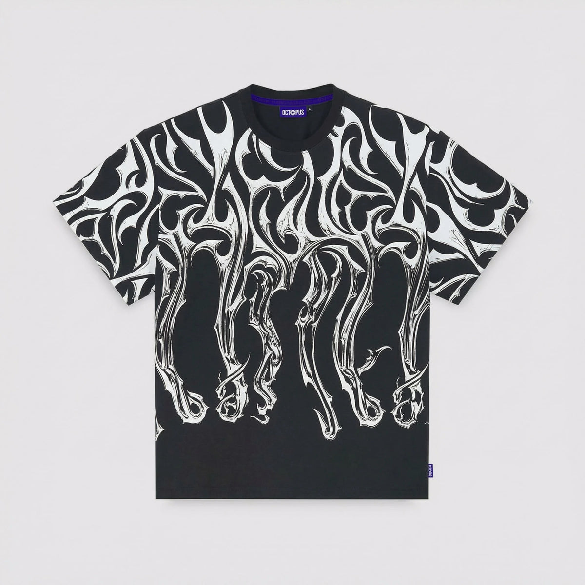Octopus Tribal Blade Tee By Luca Devinu Black