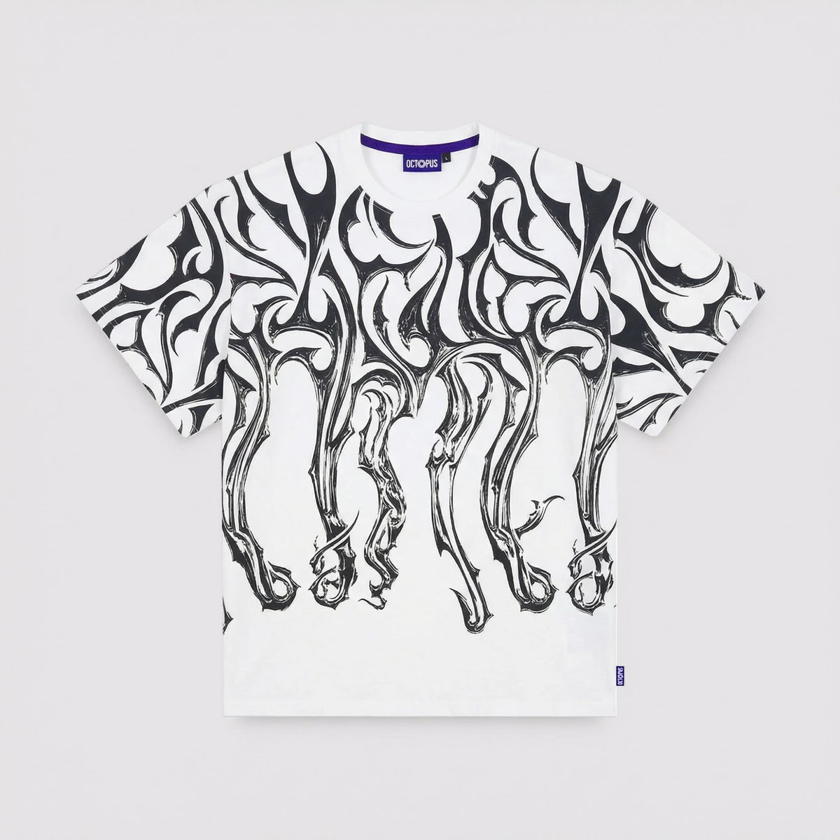 Octopus Tribal Blade Tee By Luca Devinu White