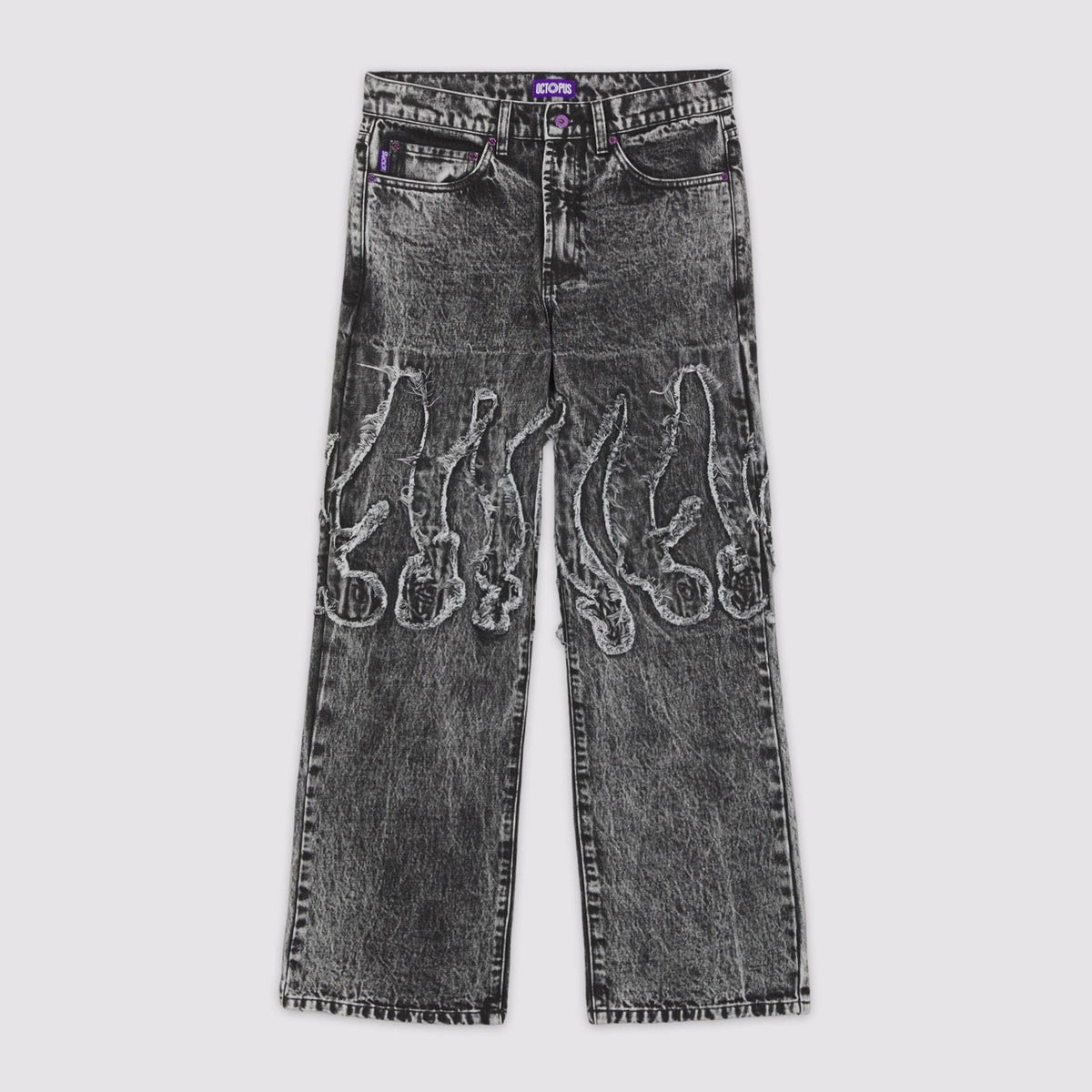 OCTOPUS FRINGED LOOSE DENIM GREY BLEACH