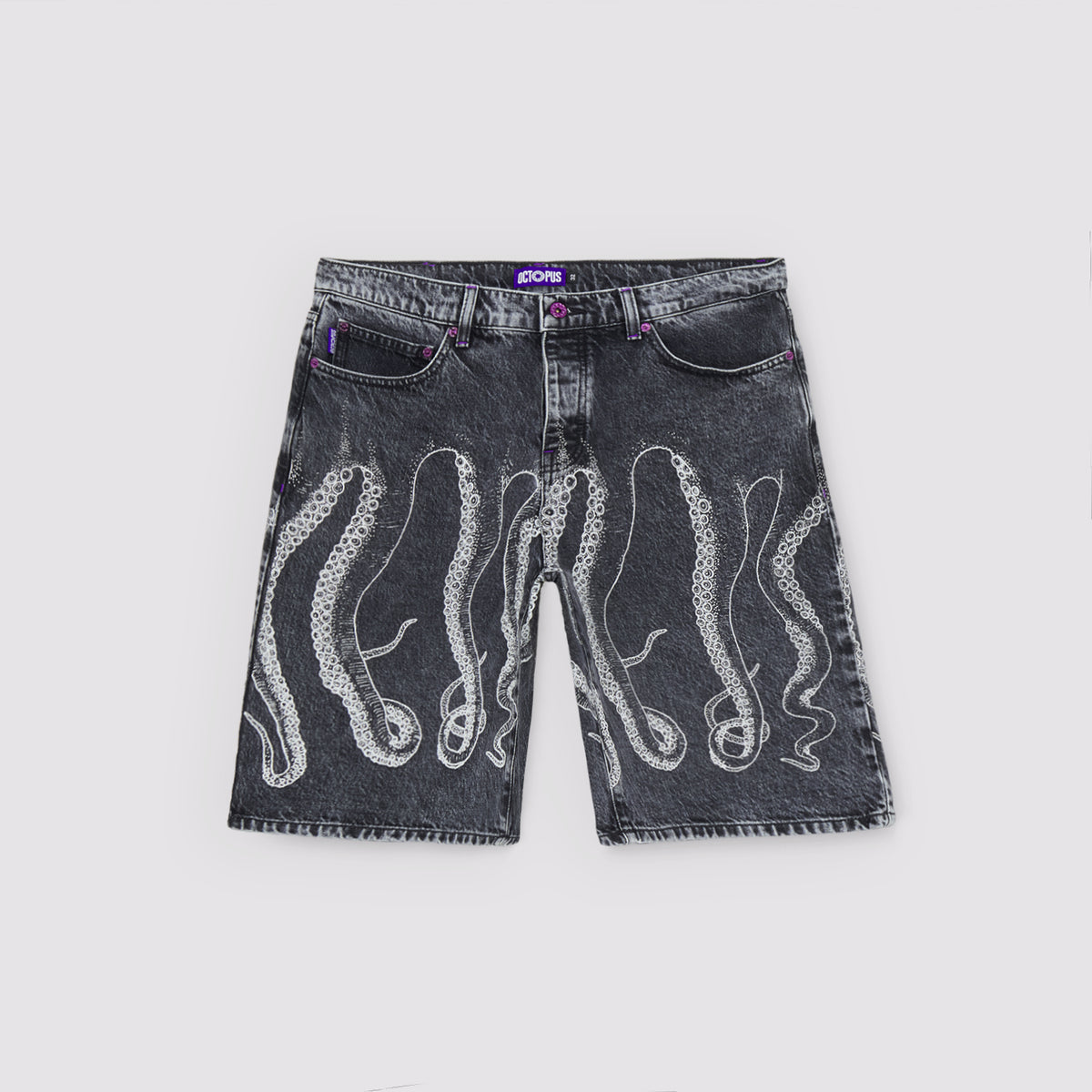 Octopus Outline Loose Shorts Dark Grey