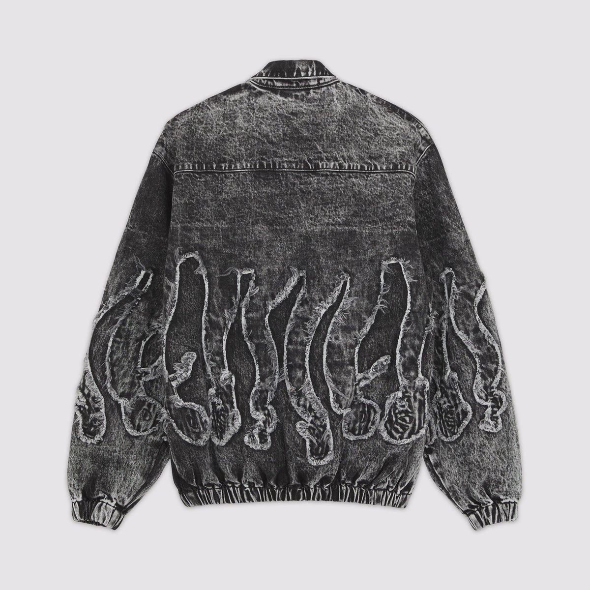 OCTOPUS FRINGED DENIM BOMBER GREY BLEACH