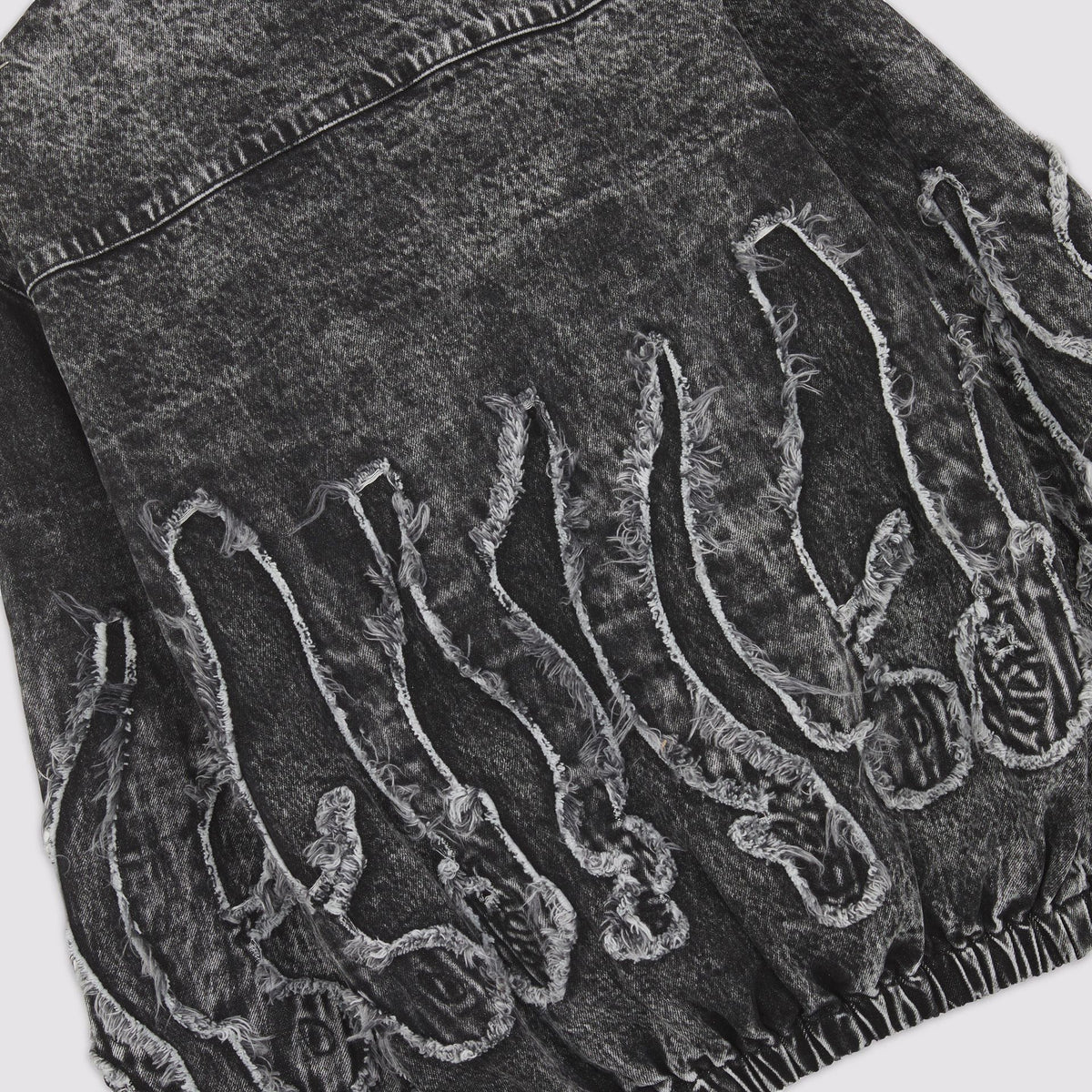OCTOPUS FRINGED DENIM BOMBER GREY BLEACH
