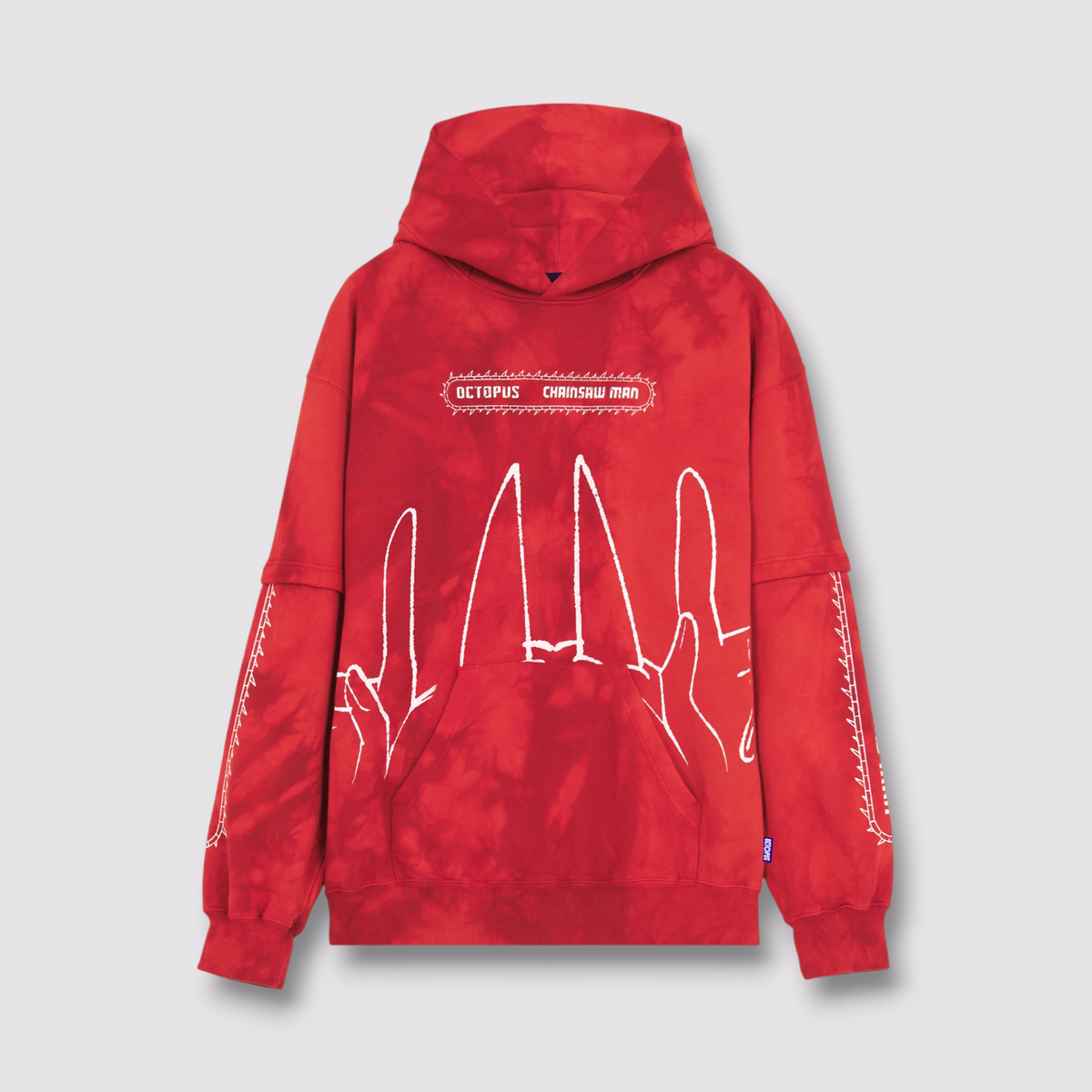 CHAINSAW MAN OCTOPUS POWER HORNS OVER HOODIE MARBLE RED